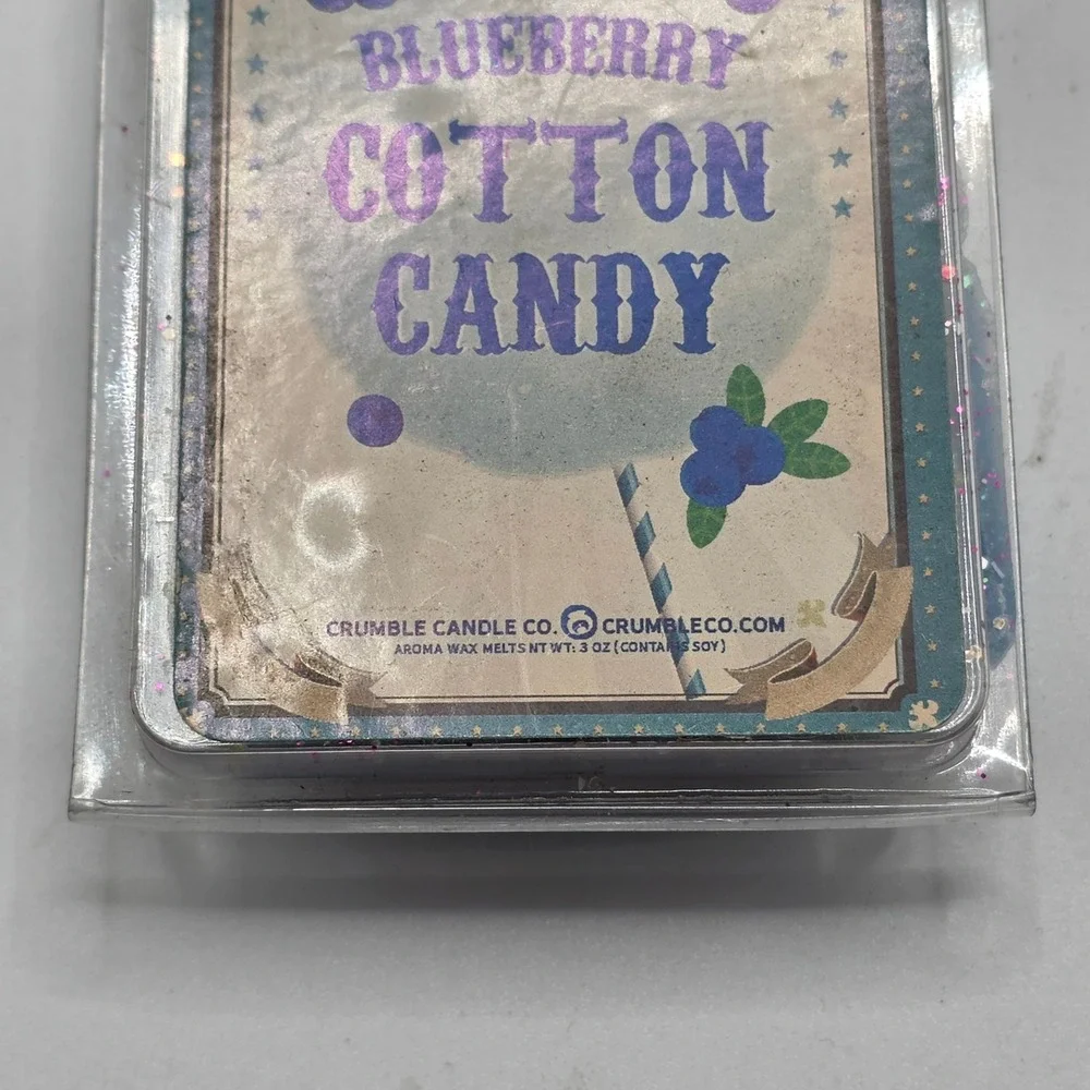 Crumble Candle Co Wax Melts Blueberry Cotton Candy‎ Blue Glitter Soy 3oz New